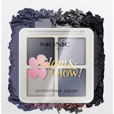 Monic Beauty Тени для век 4 цвета Glam@Glow Day Color тон 03 Denim Mood