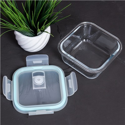 Контейнер квадратный крышка с клапаном 320 мл стекло / BXW-320ZF /уп 48/