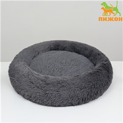 Лежанка для собак и кошек, длинный мех, 45×35×11 см, серая