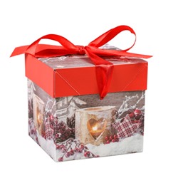 Коробка подарочная 10х10х10 см складная / A10-1 /уп 12/1200/Новый год