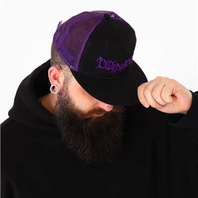 Кепка мужская с прямым козырьком Demon, чёрная, сетка, р-р 56