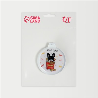 Расчёска массажная DOGS, складная, с зеркалом, d=6.5 см, МИКС