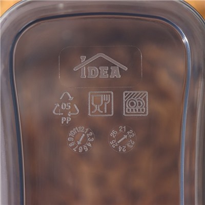 Ёмкость для сыпучих продуктов IDEA «Бест», 2 л, 9.5×19×19 см, прозрачная, крышка серая