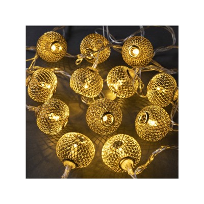 Гирлянда «Нить» 4 м с насадками «Шарик сетка», IP20, прозрачная нить, 20 LED, свечение тёплое белое, 8 режимов, 220 В