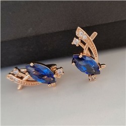 Серьги ювелирная бижутерия коллекция "Дубай" позолота, цвет камня: синий, 37122, арт. 947.259
