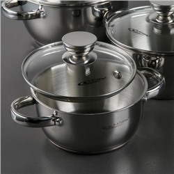 Набор кастрюль Катунь «Антея», 3 предмета: 1.5 л, 2 л, 3 л, капсульное дно, индукция, нержавеющая сталь