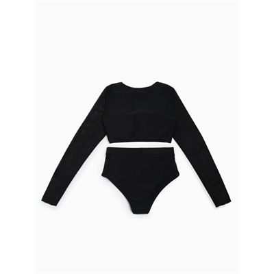 Купальник женский раздельный с длинными рукавами MINAKU цвет чёрный, размер 48