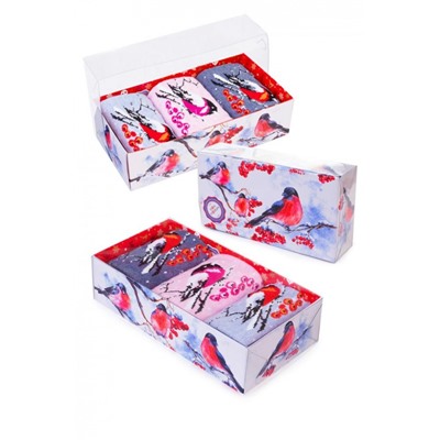 Носки женские Снегири (набор 3 пары) (Голубой, бордо, джинс)