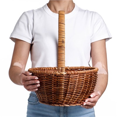 Корзина плетёная, 34×27×13/39 см, лоза, кукуруза