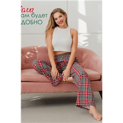 Брюки палаццо домашние широкие красная клетка НАТАЛИ, 1115493