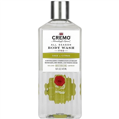 Cremo, All Season, Body Wash, No. 2, Sage & Citrus, 16 fl oz (473 ml)