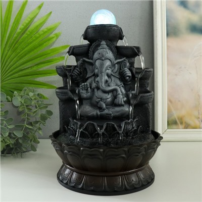 Фонтан настольный с подсветкой «Ганеша в сером под водопадами», от сети, 20×20×30 см