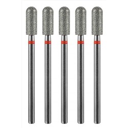 Manita Professional Фреза алмазная цилиндр закругленный для аппаратного маникюра 856.104.141.090.040 ФАЦС-4,0 9М, красная насечка, ø 4,0 мм, 5 шт. KRISTALLER, 1231199