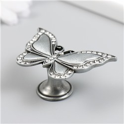 Ручка для шкатулки металл «Бабочка», стразы, состаренное серебро, 3.6×5.5×2.2 см