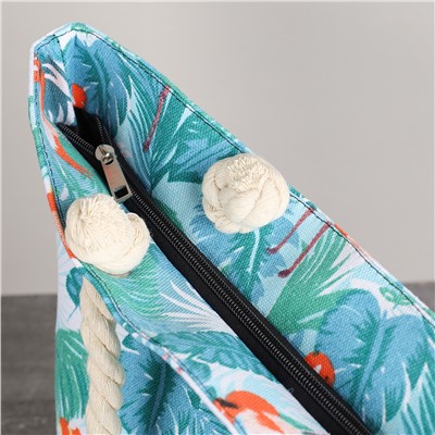 Сумка пляжная на молнии 45х32х14 см Фламинго / BB21 /уп 1/