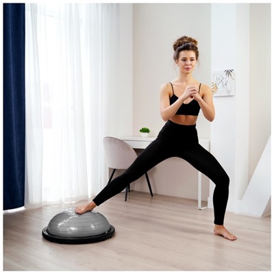 Полусфера BOSU гимнастическая ONLYTOP, с насосом, 58×25 см, серая