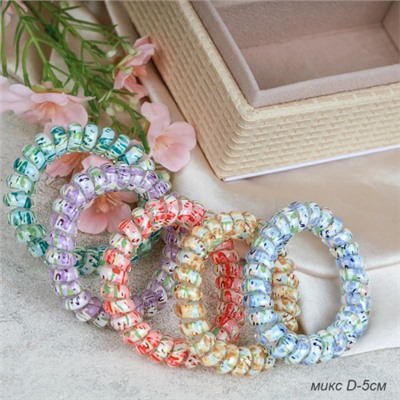 Резинка-пружинка для волос 50 см / QQ67-15 /уп 200/микс