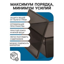 Ящик пластиковый для хранения, с крышкой, объём — 10 л, прозрачно-чёрный