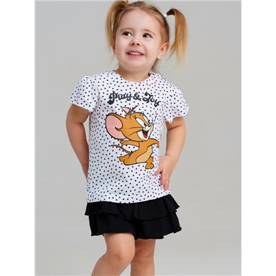 Комплект детский трикотажный для девочек: фуфайка (футболка), юбка-шорты