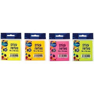 Бумага для заметок с клеевым краем 76х76 мм  80л (4 неоновых цвета) 82210 Centrum