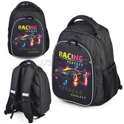 Рюкзак облегченный "Racing" с анатомической спинкой, 2 отделения на молнии, на каждой молнии 2 бегунка, размер 40*32*16 см, эргономичная анатомическая спинка, мягкие широкие регулируемые лямки, застежка спереди, внутри дополнительные отделения, органайзер