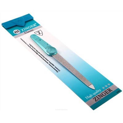 Zinger Пилка для ногтей металлическая с алмазным напылением / Classic FB-40(6") blue emb. logo №3, голубой 2325