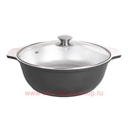 Кукмара Жаровня алюминиевая со стеклянной крышкой ДП чёрный 4 л ж44ч