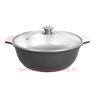 Кукмара Жаровня алюминиевая со стеклянной крышкой ДП чёрный 4 л ж44ч