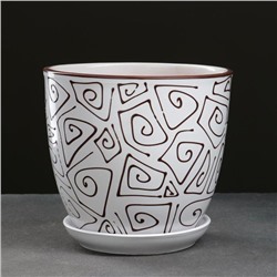 Горшок для цветов «Абстракция», 2.5 л, d=19 см, h=18 см, керамика, с поддоном, белый