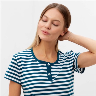 Пижама женская (футболка, шорты), принт изумрудная полоса, размер 48