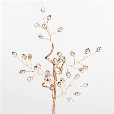 Ветка декоративная стеклярус 36 см / SA22784 /уп 150/600/золотая ветка