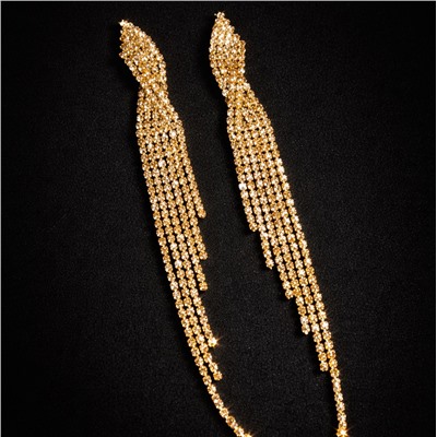 Длинные клипсы "Вечерние", цвет: шампань, арт.012.080