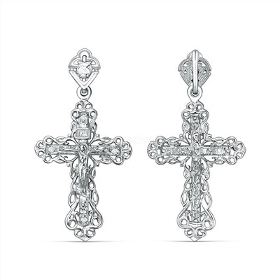 Крест из серебра с фианитами родированный - 4,1 см 925 пробы К3-251р200
