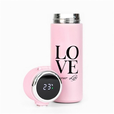 Термос, 420 мл, Love your Life, сохраняет тепло 8 ч, термометр