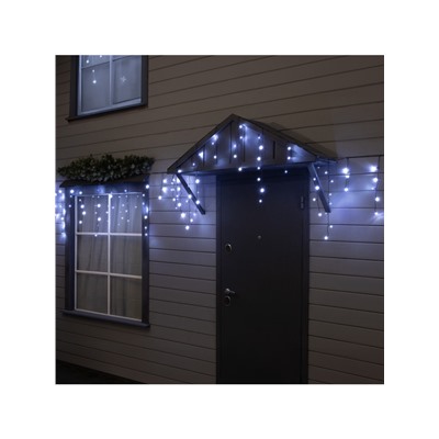 Гирлянда «Бахрома» 12×0.7 м, IP44, УМС, тёмная нить, 240 LED, свечение белое, 220 В