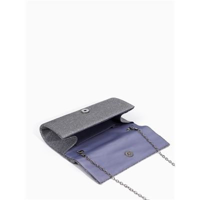 Сумка-клатч женская вечерняя на магните, на цепочке, блестящая, серебристая