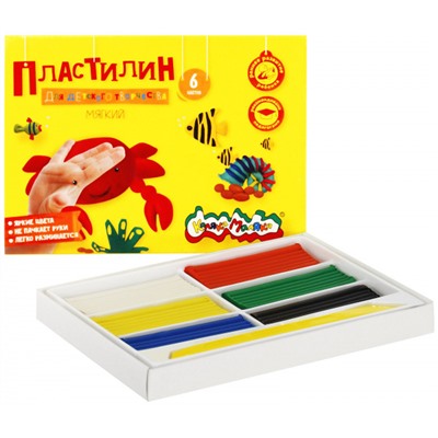 Пластилин   6цв 90 гр. со стеком 3+ ПКМ06-П Каляка-Маляка