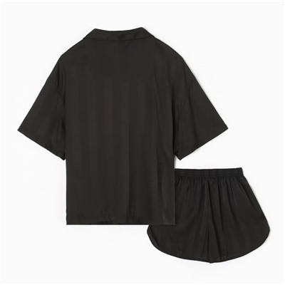 Пижама женская (рубашка, шорты) KAFTAN «Полоска», размер 44-46, чёрная