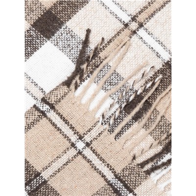 Плед с бахромой Vladi Palermo, 140×200 см, белый, коричневый, шерсть 20%, пан 40%