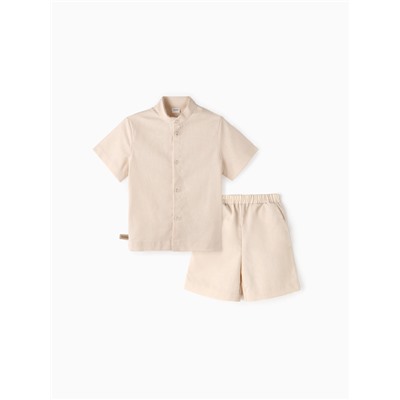 Комплект (рубашка и шорты) для мальчика MINAKU, бежевый, рост 134 см