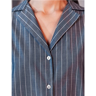 Блузка в полоску с цельнокроеным коротким рукавом из легкого хлопкового поплина