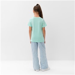 Футболка детская MINAKU: Basic Line, рост 128 см, бирюзовая