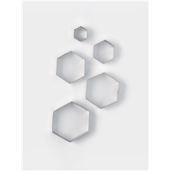 Формы печенья Доляна «Шестиугольник», набор 5 шт., 9.6×8.3×2.5 см, нержавеющая сталь, серебристые
