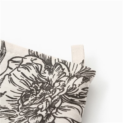 Варежка-прихватка «Этель» Black flowers, 20×27 см,100% хлопок, саржа 190 г/м²