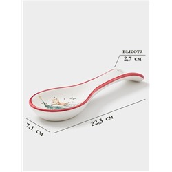 Подставка под ложку новогодняя Доляна «Волшебный праздник», 22.3×7.1×2.5 см, доломит, белая