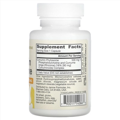 Jarrow Formulas, Curcumin Phytosome с Meriva, 500 мг, 60 растительных капсул