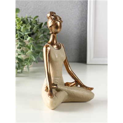 Фигура полистоун «Девушка на йоге - дыхание», под бронзу, 8×13×19 см