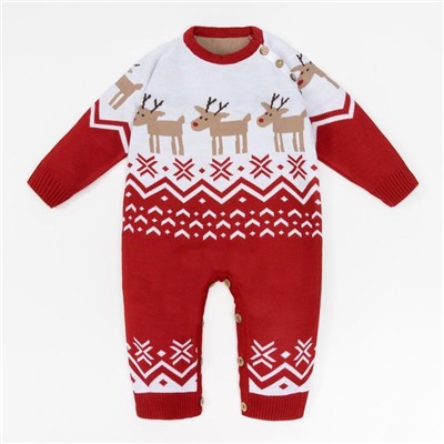 Комбинезон детский вязаный «Крошка Я. Оленята», рост 80-86 см