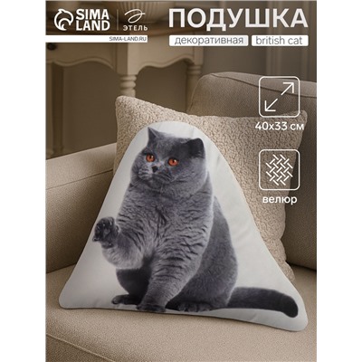 Подушка «Этель» British cat, 40×33 см, 100% п/э, велюр