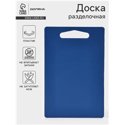 Доска разделочная Доляна «Хозяюшка», прямоугольная, 28×18 см, пластик, синяя